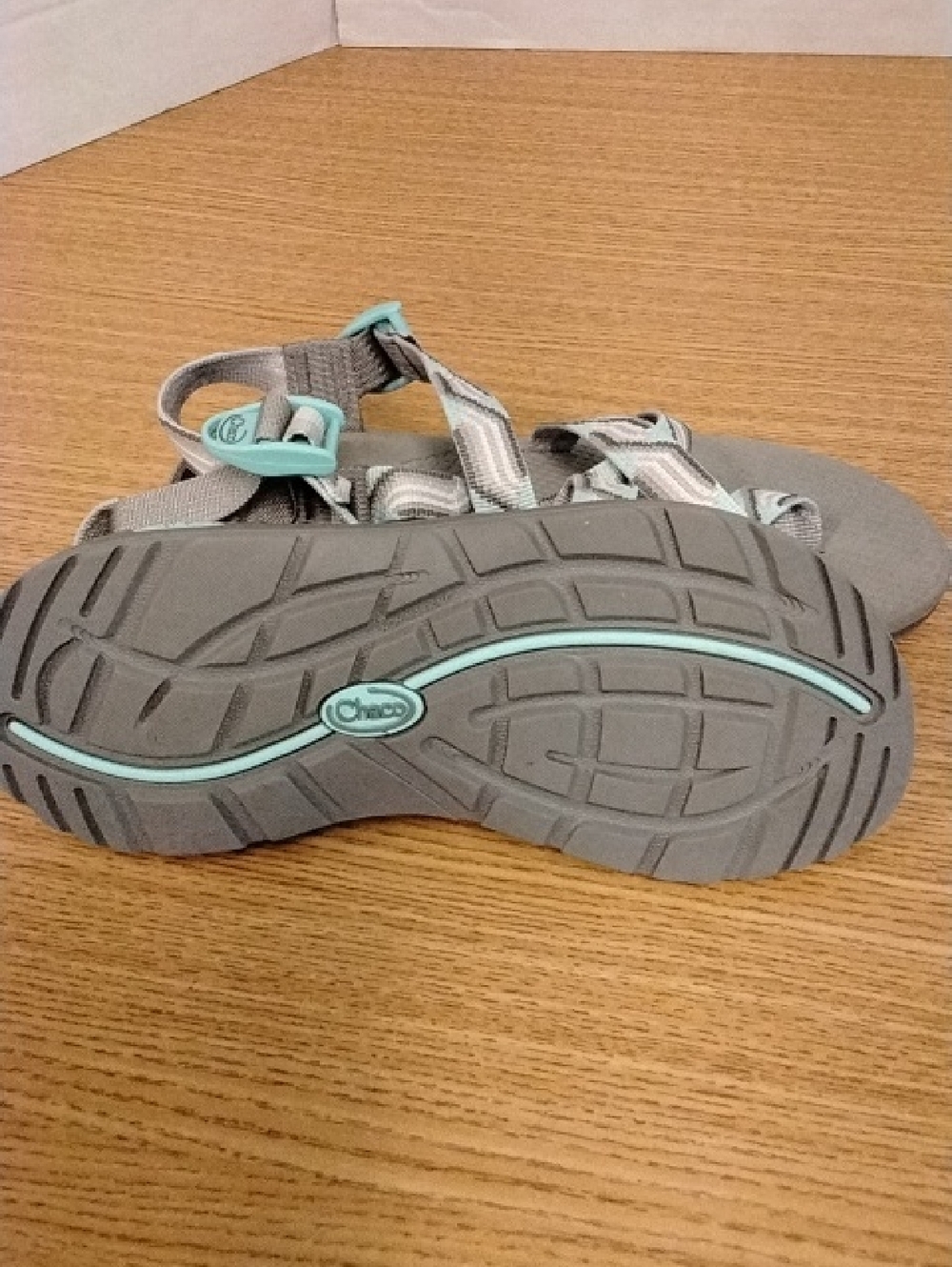 Chaco Women's Gray Sandals with Teal Accents - Picture 6 of 6